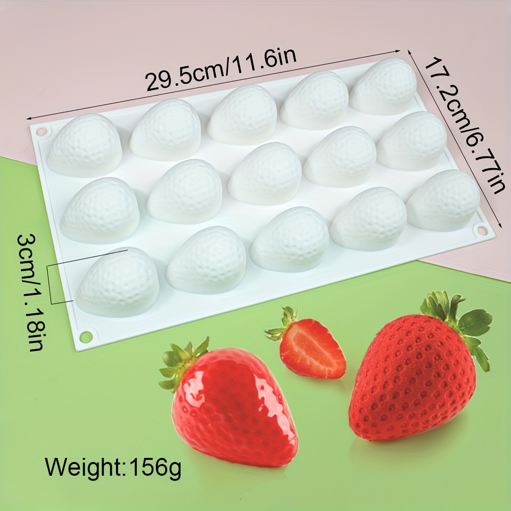 15- Strawberry Silicone Mold, Food-grade Baking Pan For Mousse Cake & Chocolate, French Desserts Decorating Tool