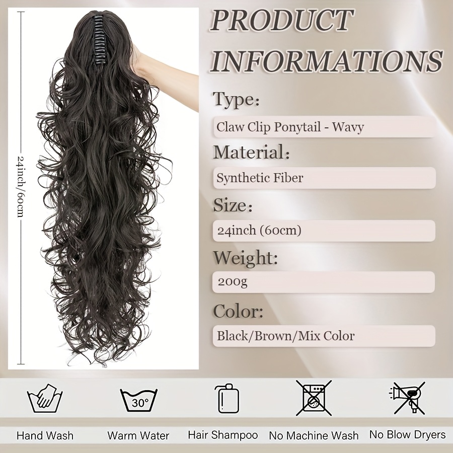 claw on ponytail extensions with drawstring long thick wavy clip in hair extension 24inch 60cm ponytail curly hairpieces jaw ponytail extensions   blonde   drawstring ponytail synthetic soft hairpiece heat resistant hair pieces gift details 3
