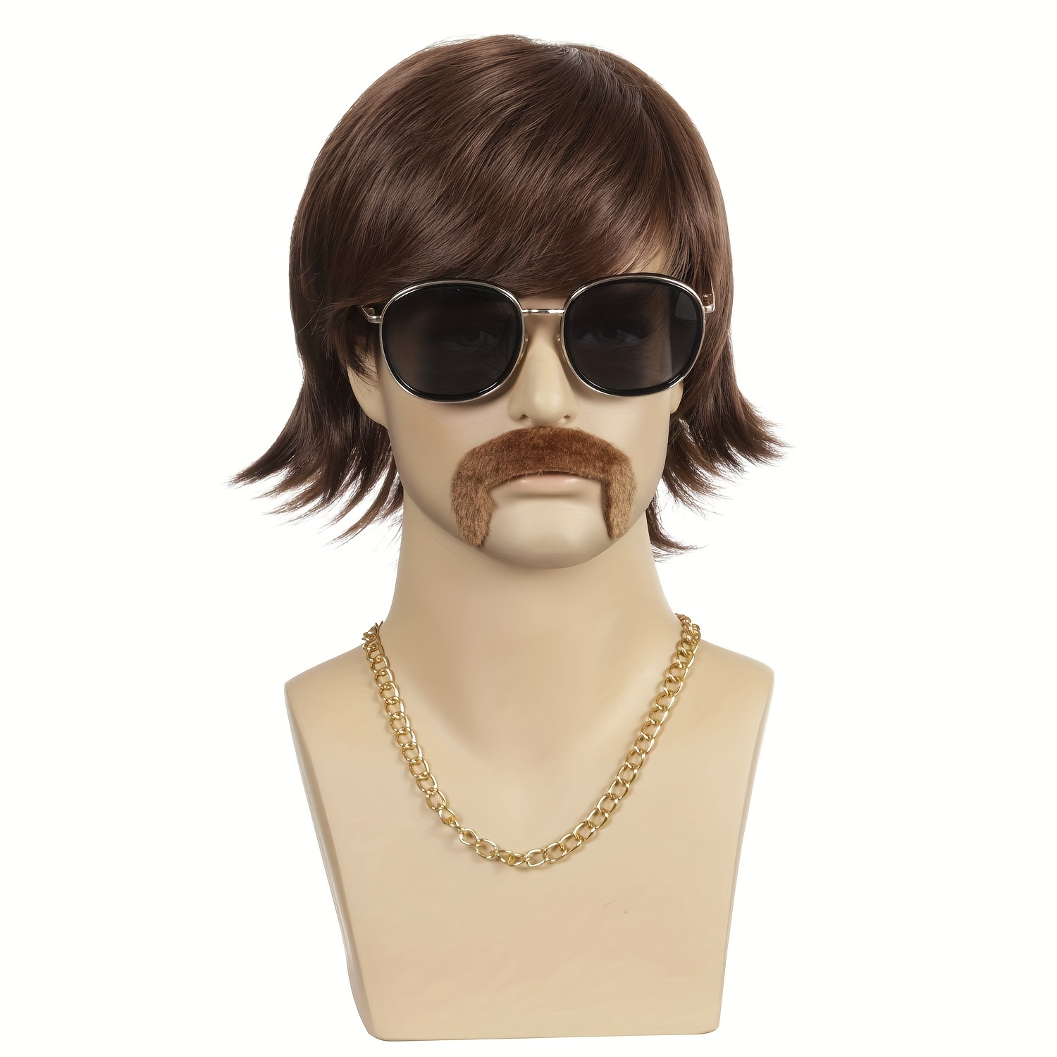 Image of -inch Synthetic Fiber Wig For Men Featuring Natural Short Hair With A Side Fringe, Perfect For Cosplay, Halloween, Rock-themed Parties, And Costumes
