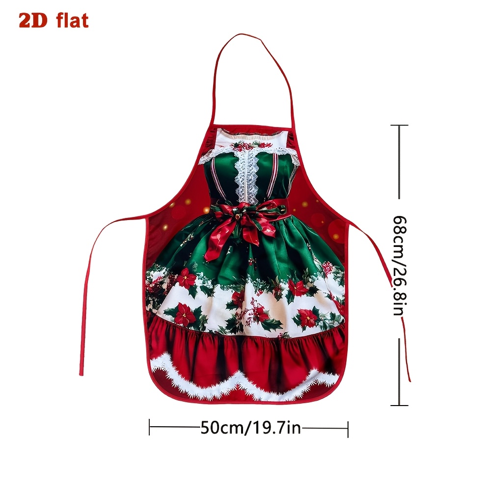 TEMU 1 stuks, Kerst Polyester Schort, Kerstjurk Ontwerp - Vakantie Decor Schort, Chef Serveerder BBQ Kapper Volwassen Schort, Bar Feest Decoratie,