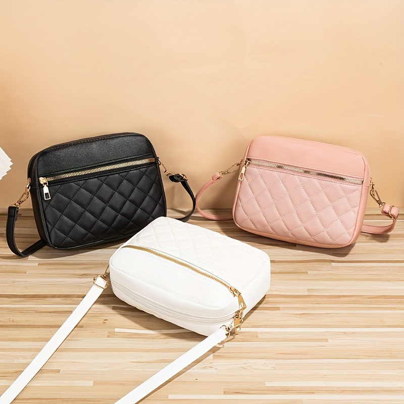 

Chic Quilted Crossbody Bag For Women - Fashionable Faux Leather Shoulder Purse With Zip Closure