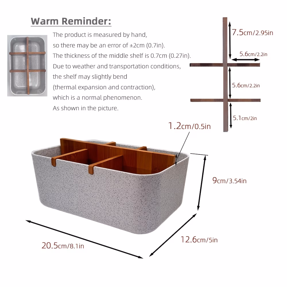 1pc deep carbonized storage box suitable for office bedroom capacity thickened plastic marble patterned desktop with walnut multi functional cosmetic case for remote controls for study kitchen use Product details 1