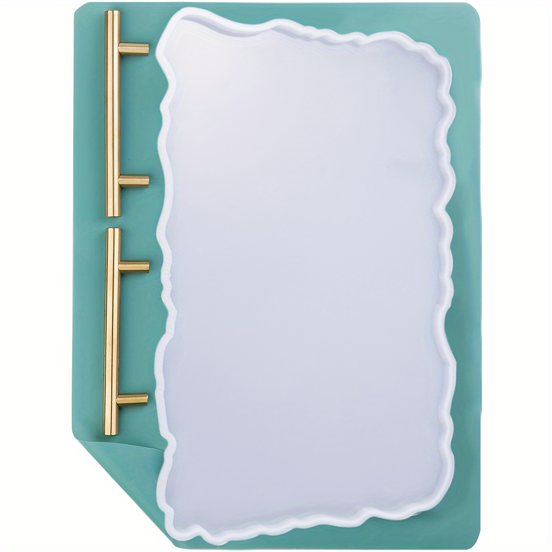 

Extra-large Silicone Tray Mold With Golden Handles & A3 Mat - Resin Casting Kit For Agate Serving Trays And Crafts