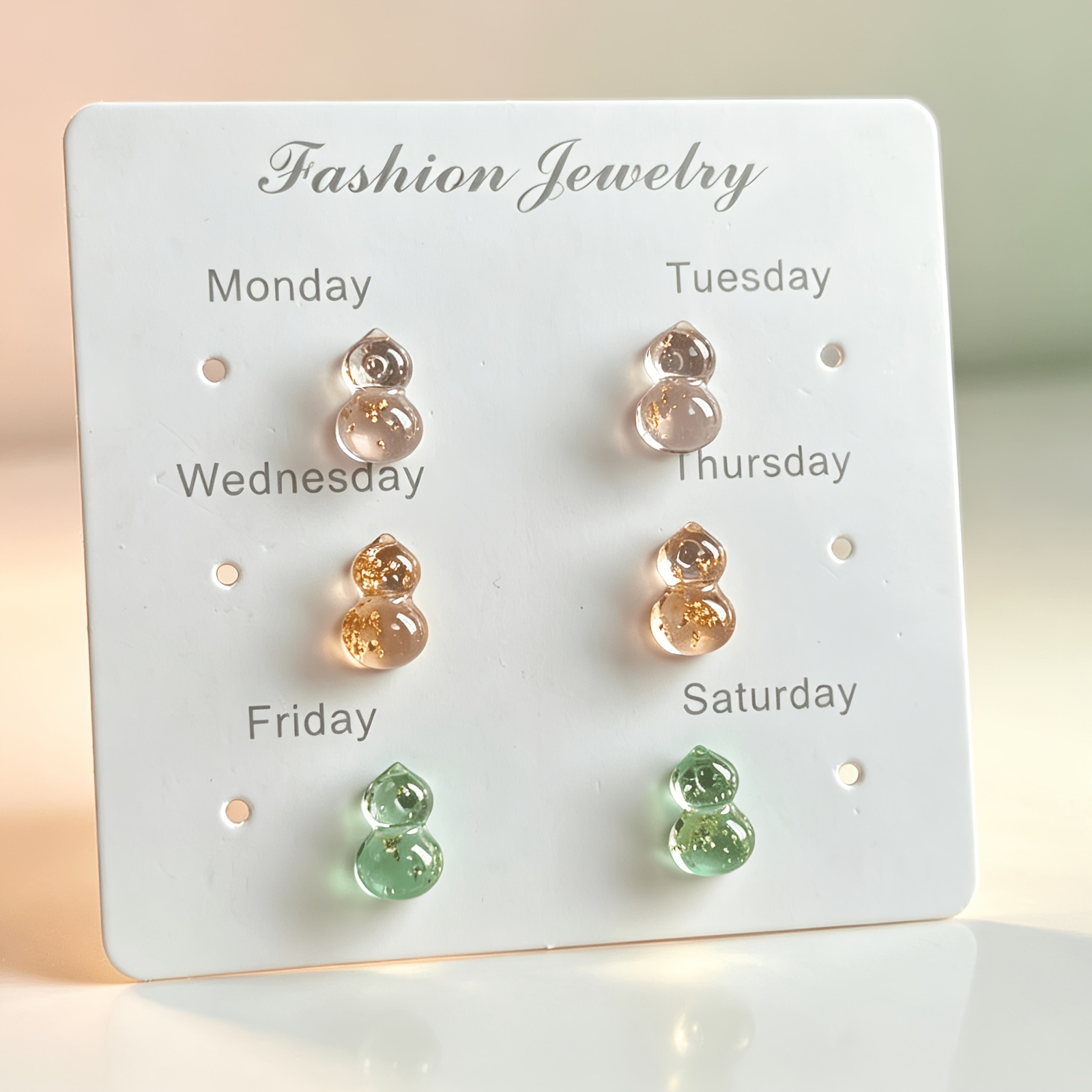 3 Pairs of Transparent Gourd Resin Ear Studs