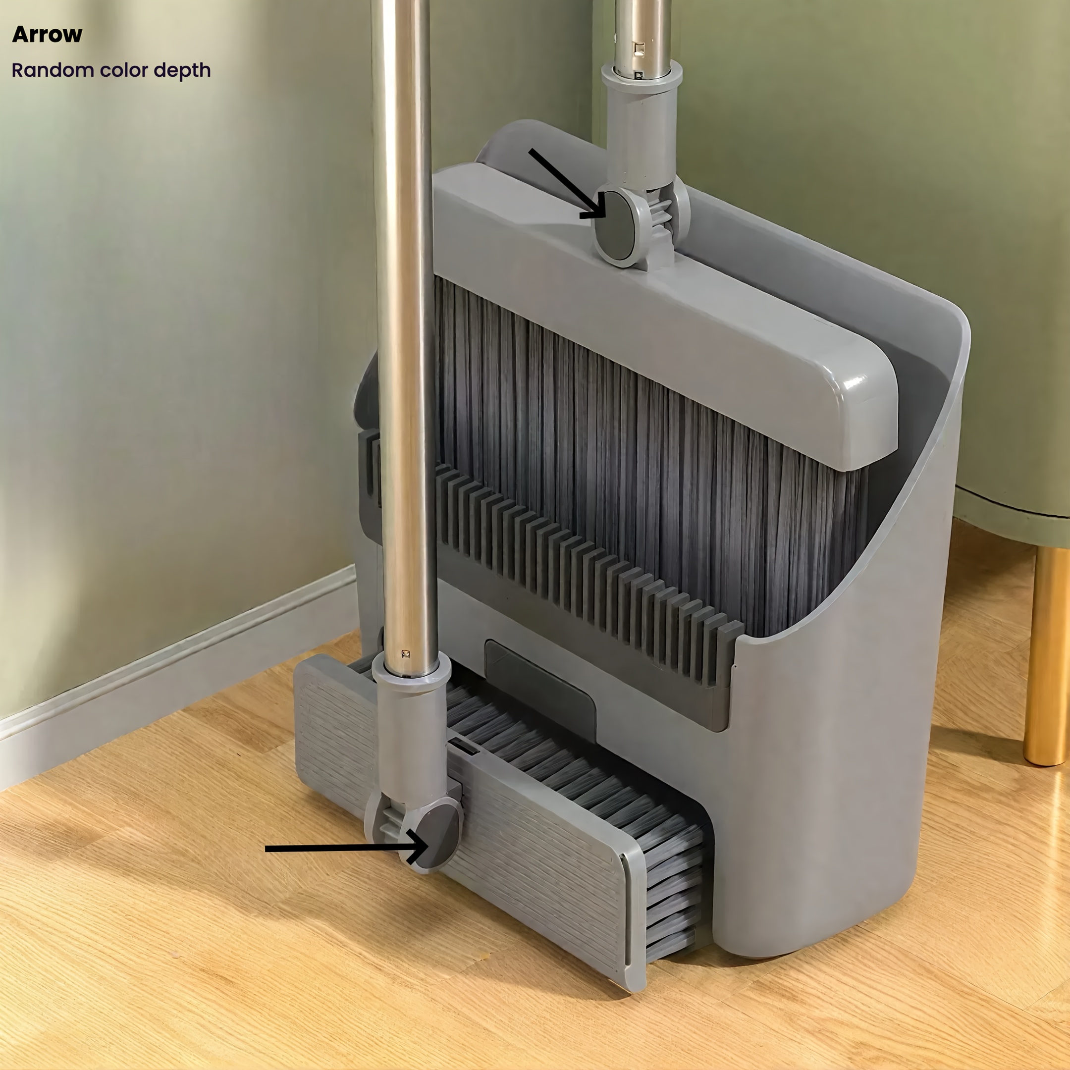 TEMU 1pc 3-in-1 Broom And Dustpan Set, Long Handle Dustpan, Household Broom And Dustpan Combo, Dustpan Comb, Broom With Dustpan Comb