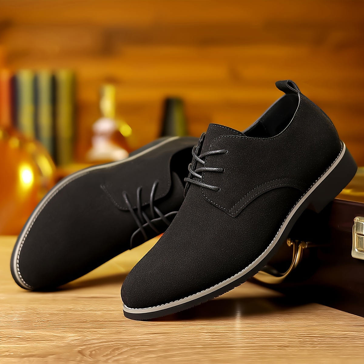 

Plus Size Men' Derby Shoes - Pu , Wear-resistant, Non Slip, Lace-up Semi-formal Shoes For Outdoor Casual