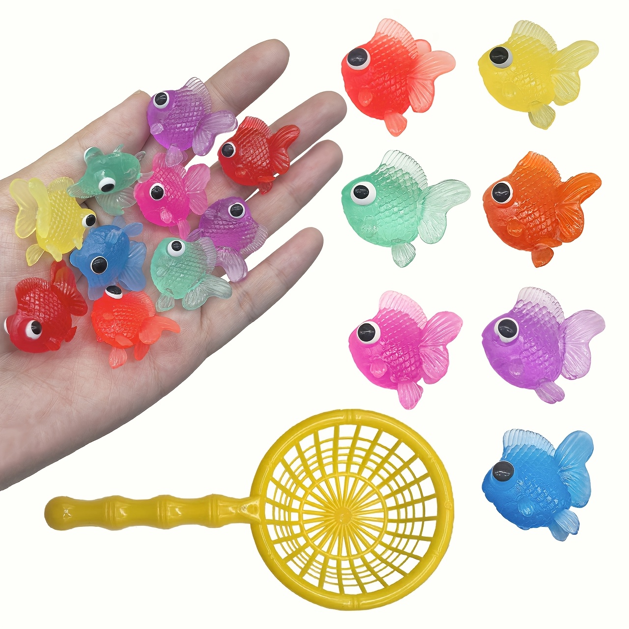 7 14pcs   goldfish 1 net bag water toy set realistic goldfish beach game set convenient to carry as a holiday gift