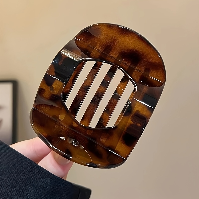 1pc Retro Handcrafted Flat Oval Acrylic Hair Clip with Curved Arc Design, Suitable for Daily Wear and Hairstyling