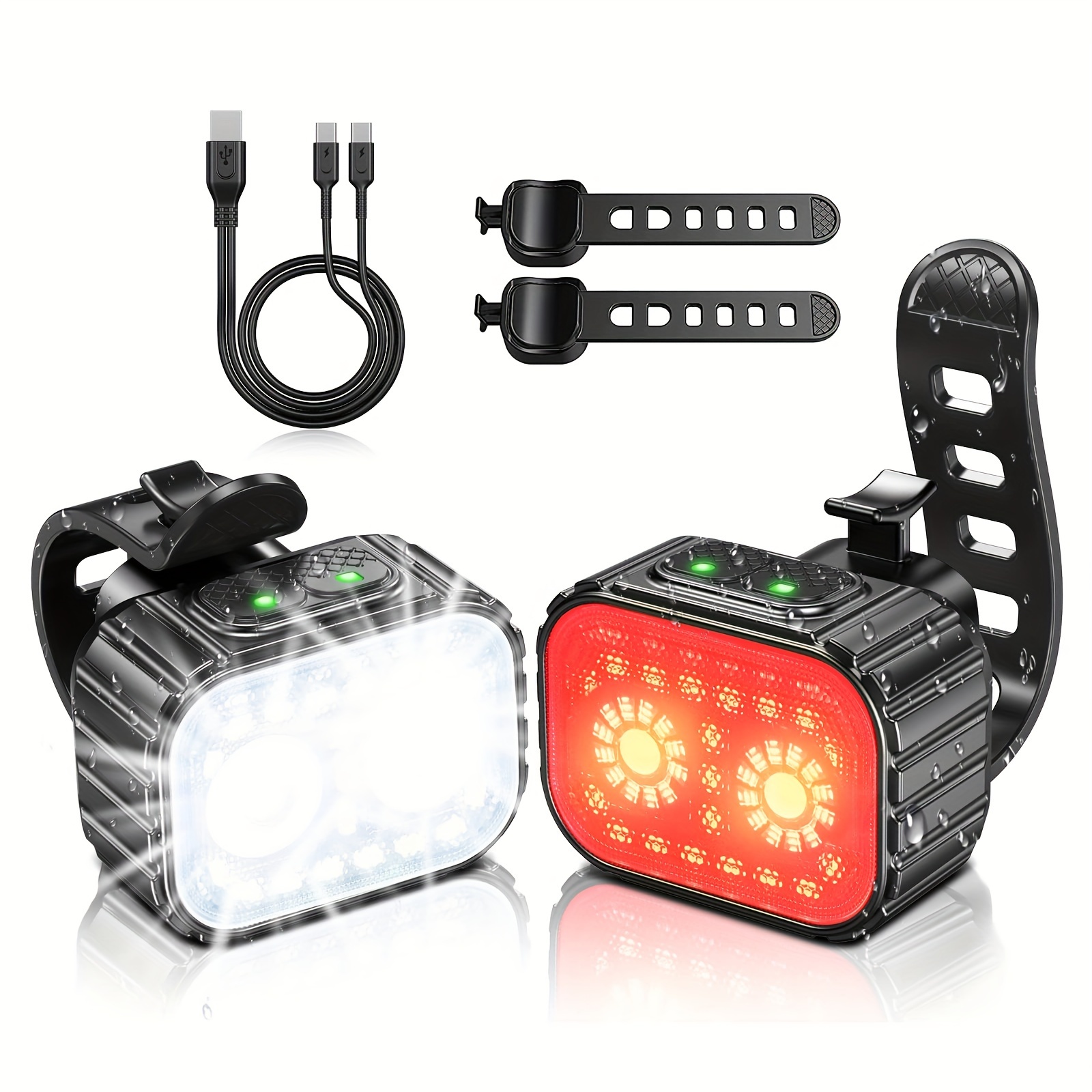 

Ultra Bright Rechargeable Bike Light Set, Front And Rear Lights For Night Riding, 8/12 Modes, 58 Hours Runtime