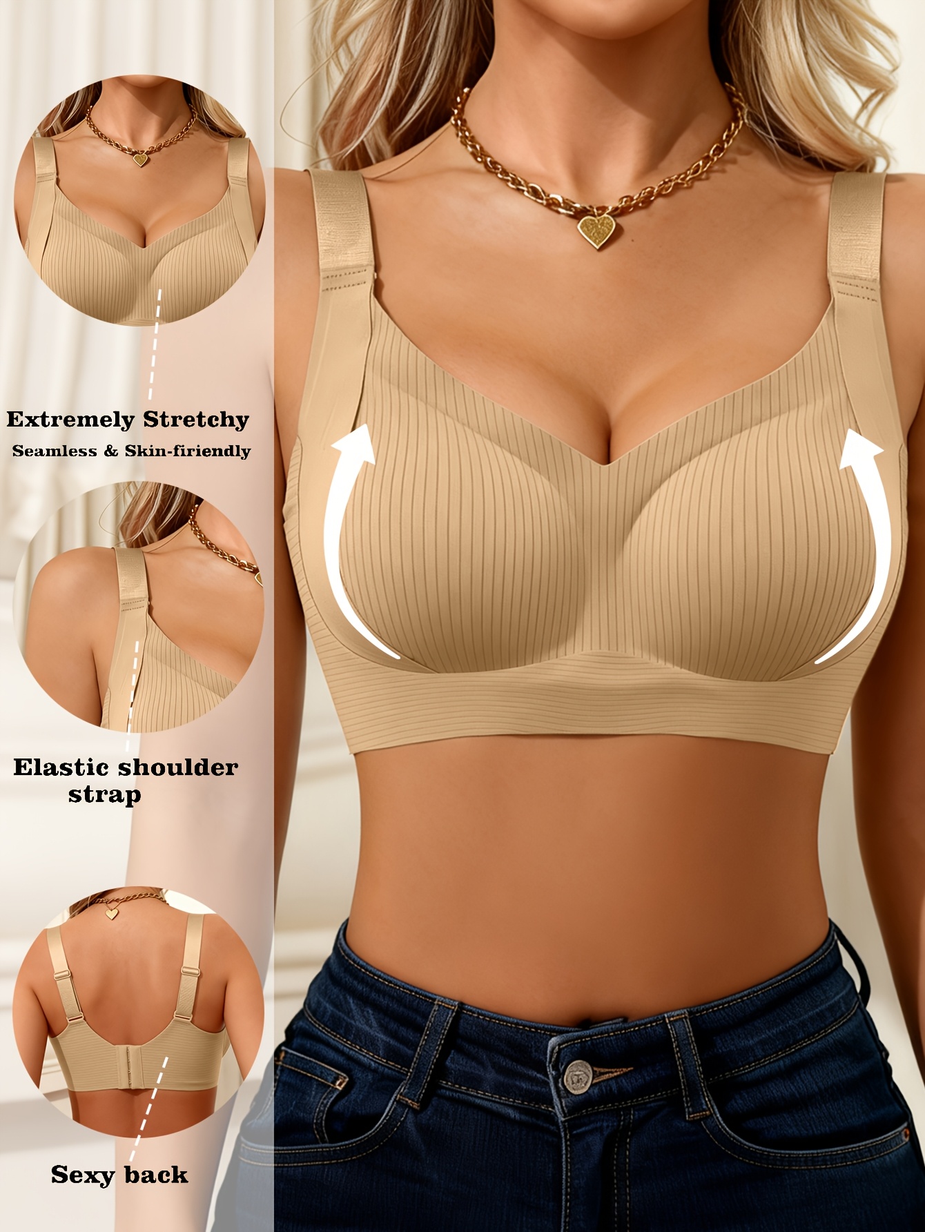 Women's 4pc Wire-Free Bralette Set, Full-Coverage Push-Up