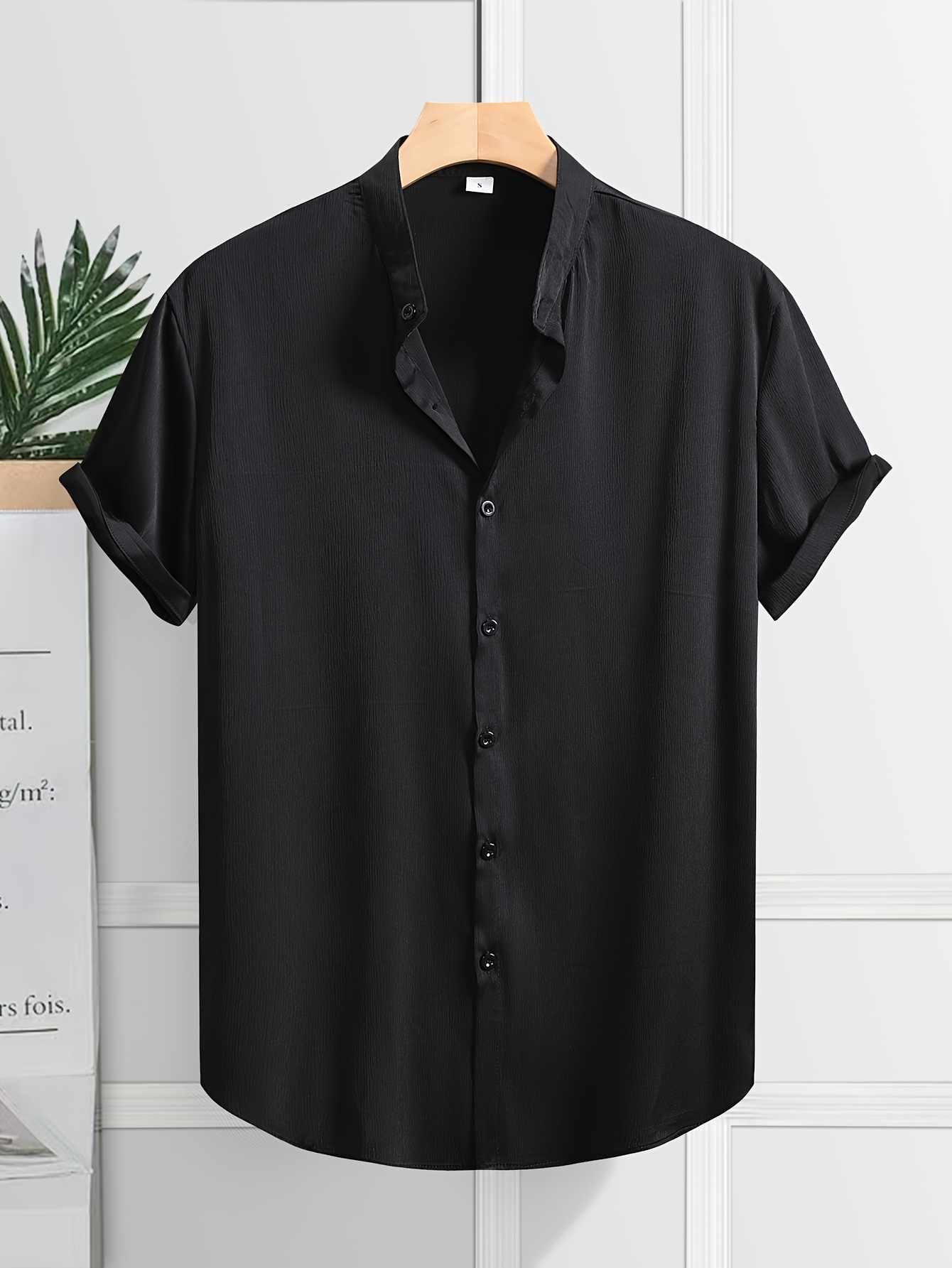 artificial jade green casual short sleeve shirt stand collar - Temu Spain