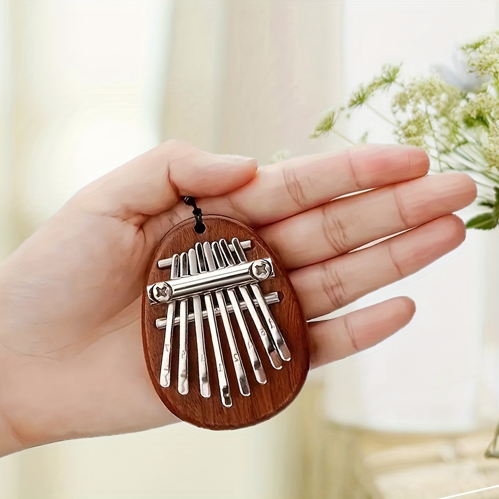 Mini Kalimba Thumb Piano 8-Key Wooden with Hanging Rope, Exquisite Finger Piano Instrument, Ideal Gift for Friends, Valentine'S Day, Adult Beginners