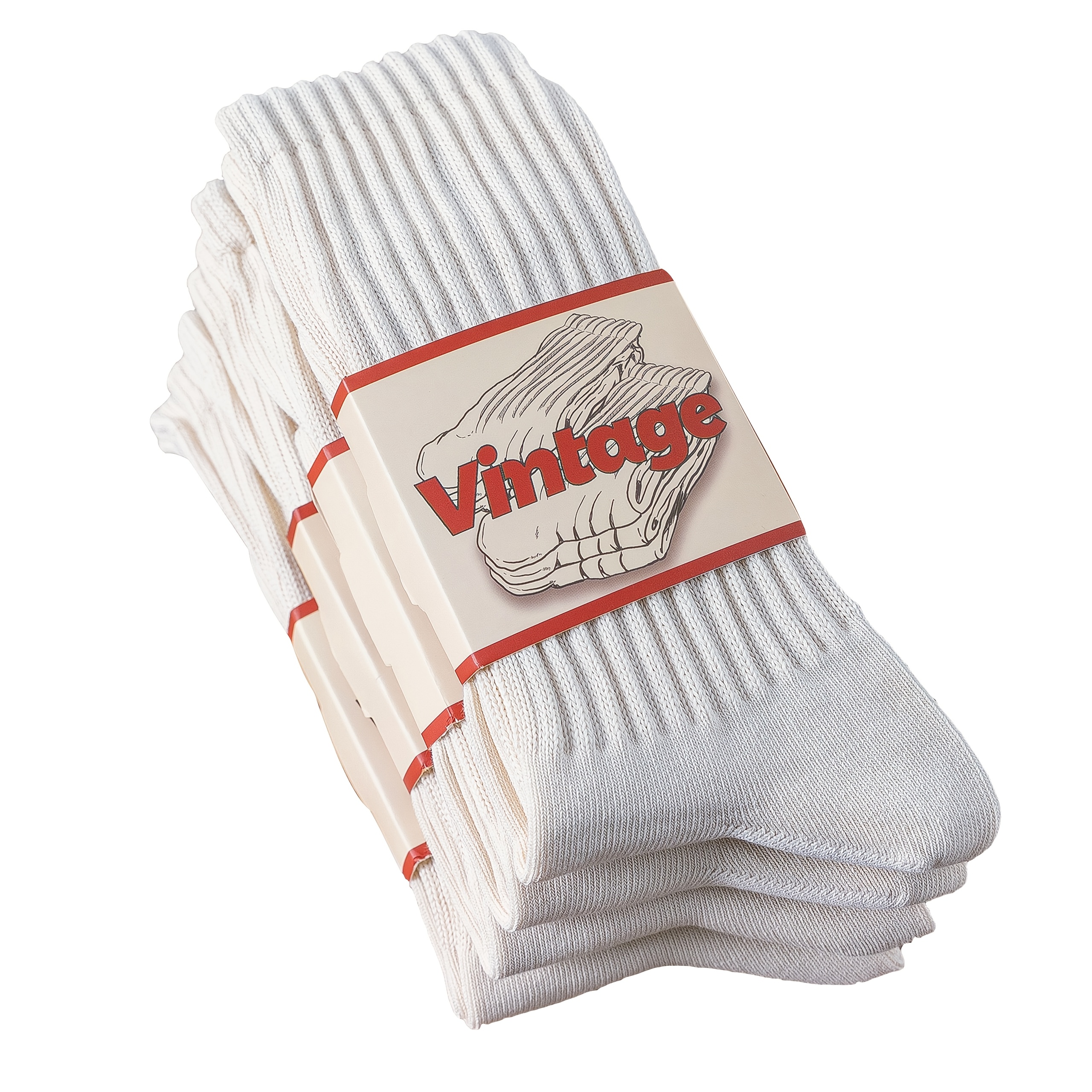 TEMU Vintage3 Slouchy Socks 4 Pairs Crew Socks Seamless Cozy Fall Socks Breathable Unisex Slouchy Socks