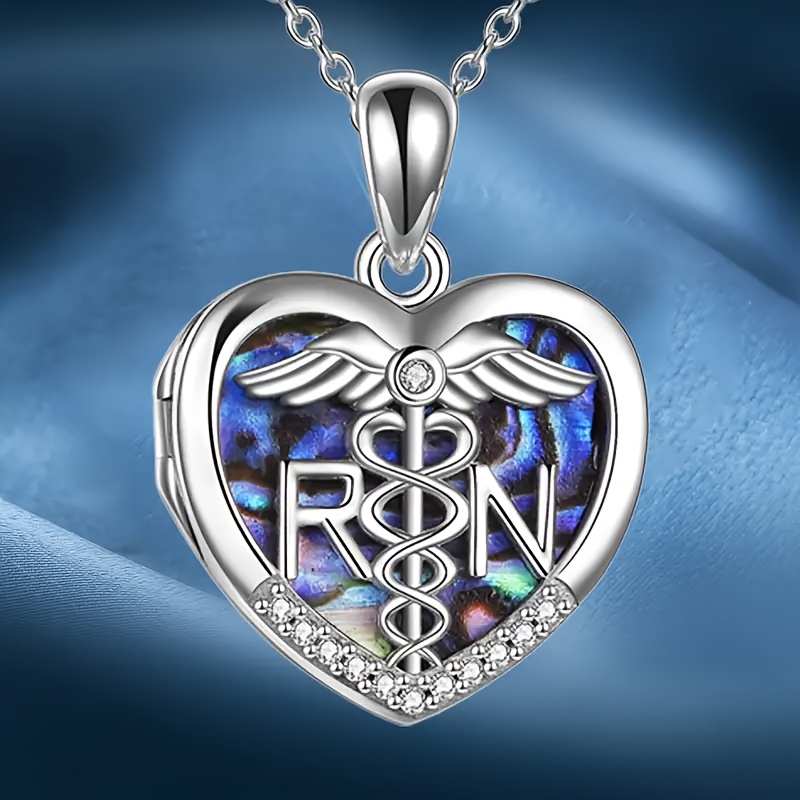 

Elegant Fashion Heart Abalone Shell Pendant Doctor Medical Nursing Theme Necklace Women's Jewelry Nurse Gift