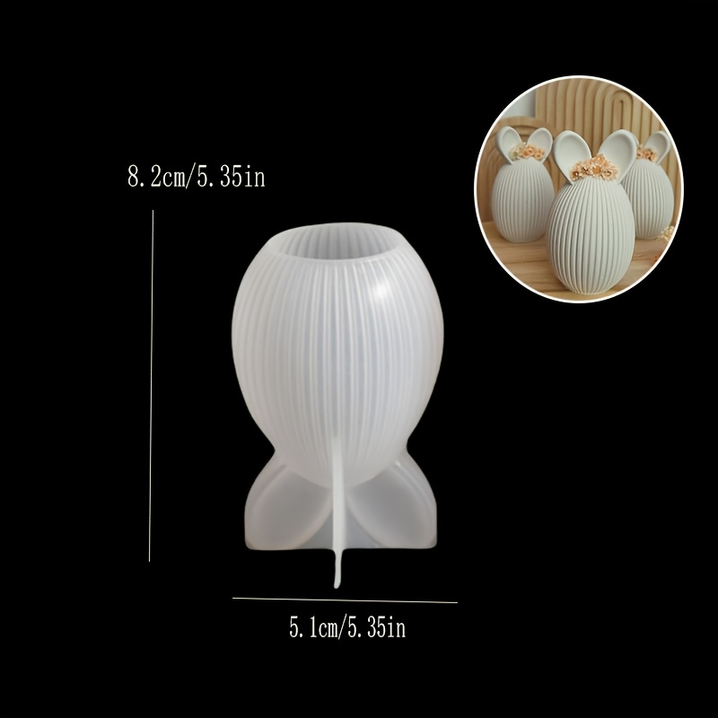 Striped Rabbit Ear Mold Silicone Mold Rabbit Ear Egg-shaped Candle & Plaster Ornament Mold Diy Easter Decorative Candle Craft Supplies