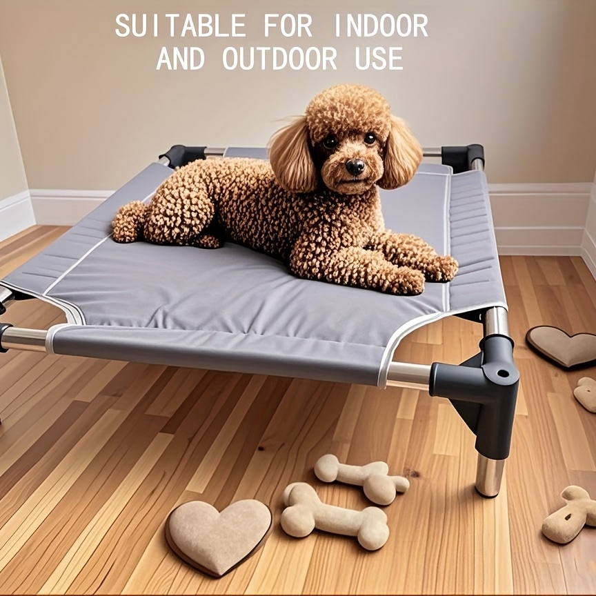 E-shop Leichtes, abnehmbares stabiles Reisebett für Haustiere mit Metallrahmen, geeignet für Innen- Außenbereich als Hundebett oder Katzenbett