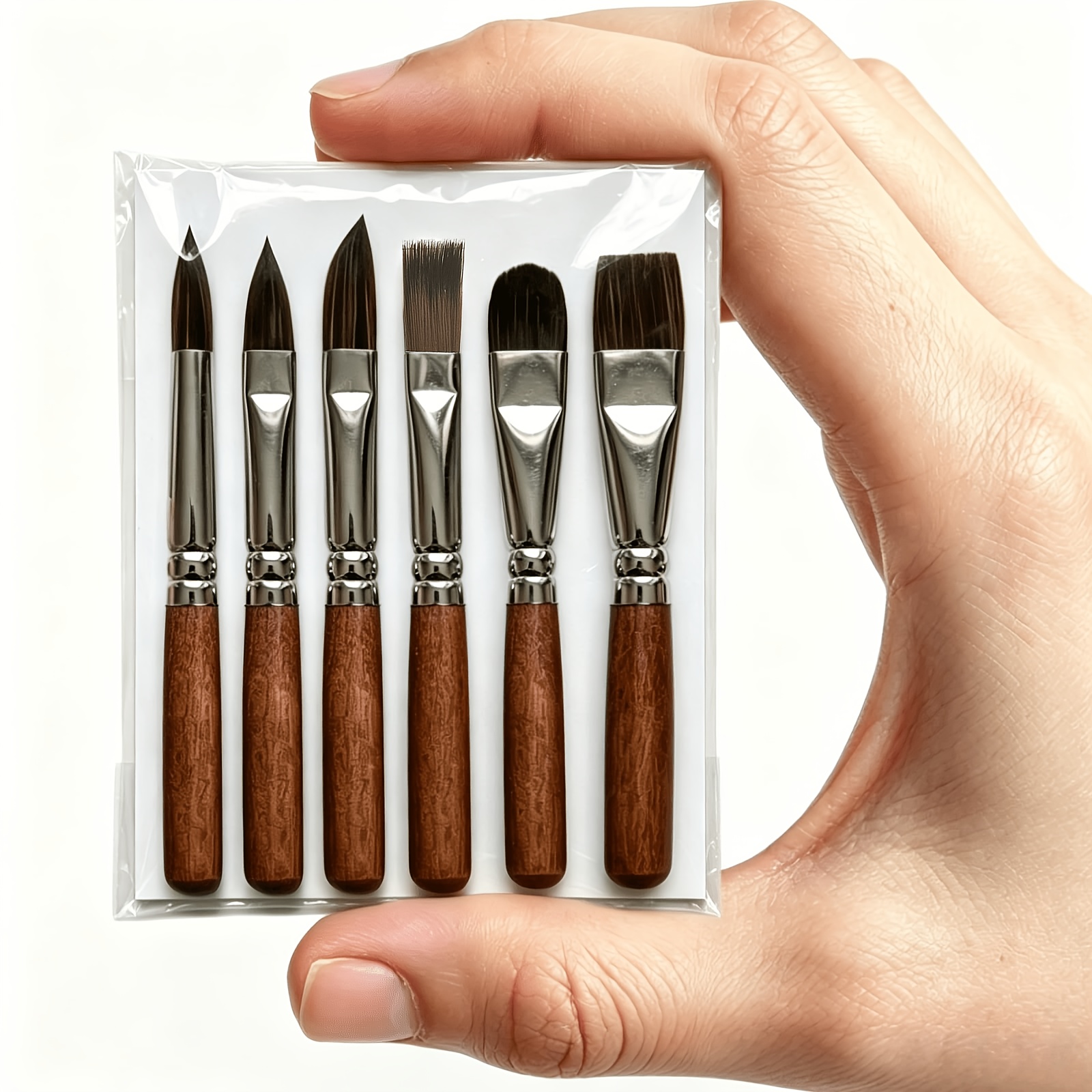TEMU 6pcs Short Handle Watercolor Brushesprofessional Synthetic Squirrel Paint Brush Set For Detail Acrylic Gouache, Paintbrushes Includes Round,