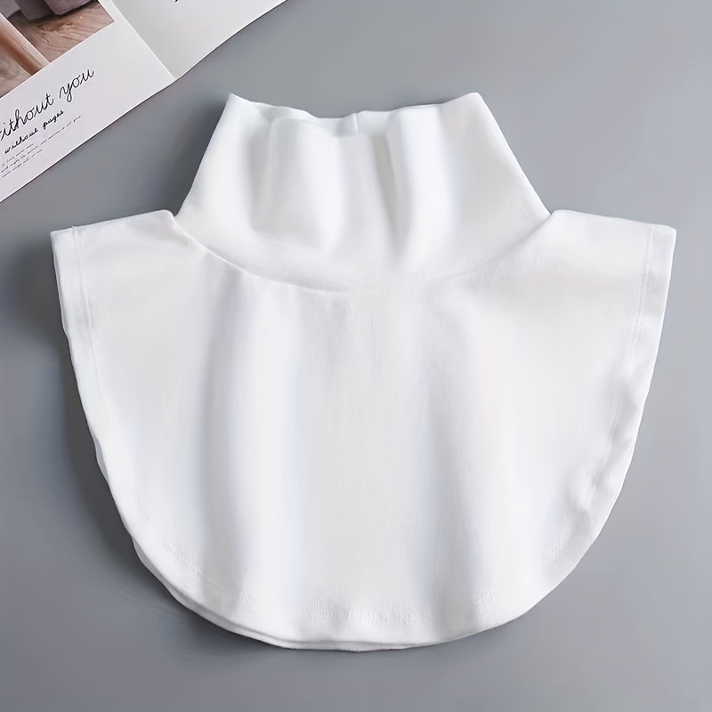 Image of Solid Color High-stretch D-velvet High Neck Detachable Collar Base Layer Decorative Collar Brushed Fabric Warm Cervical Spine Protection For Autumn/winter, Unisex