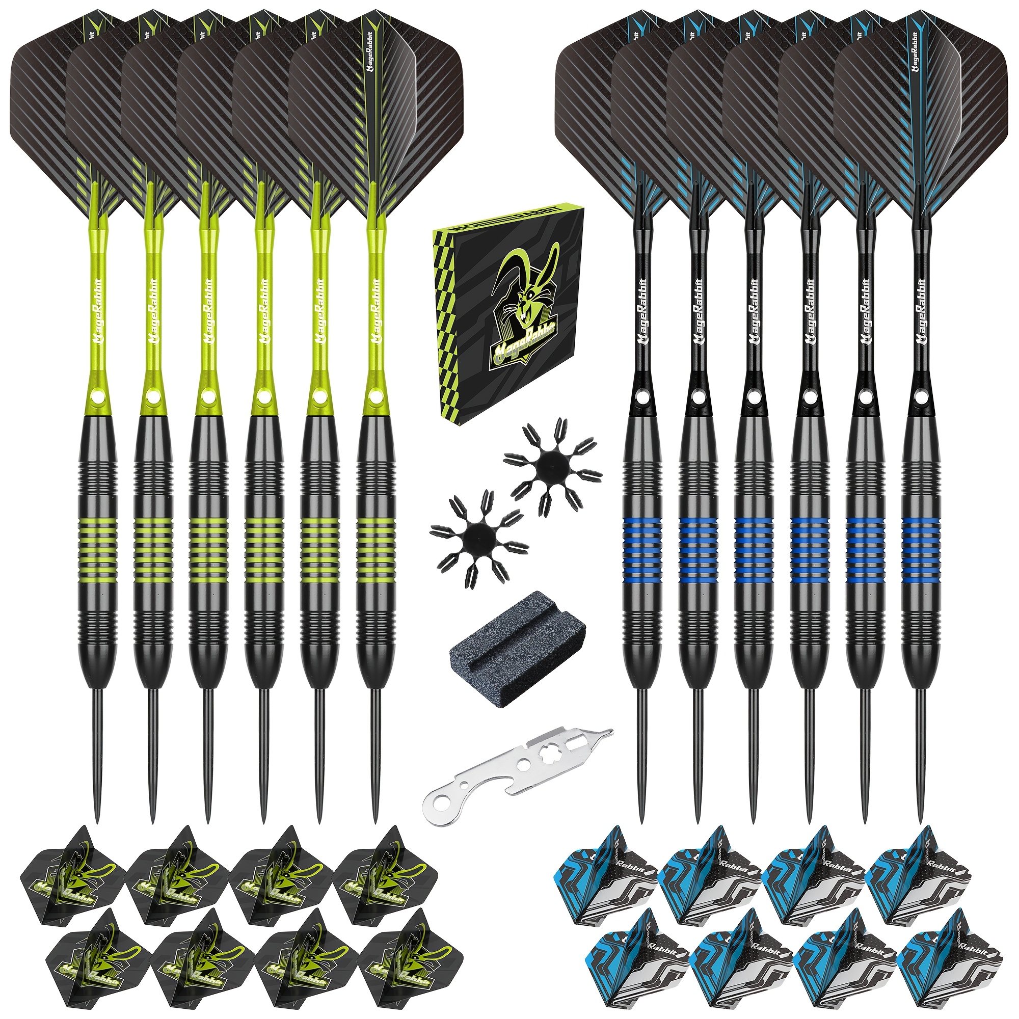 TEMU Magerabbit Professional Darts Premium, Steel Dart Set, 12pcs 20g/ 0.7oz 2ba Iron Dart Barrel, 12pcs 48mm Aluminum Dart Shafts, 16pcs Dart Pet