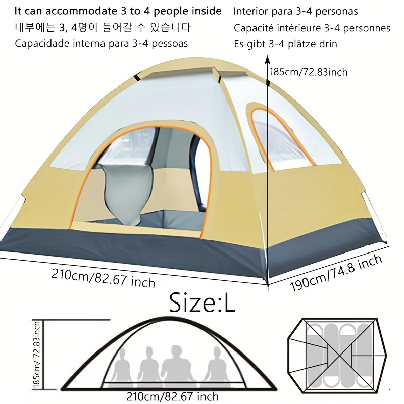 [Luxury Camping Tent] ALPACA OUTDOORS 4-Person Luxury All-Season Family Camping Tent | 2 Doors & 2 Windows, Durable O-Shaped Shape, 1 Sun Shelter, Portable Shelter for Outdoor Adventures