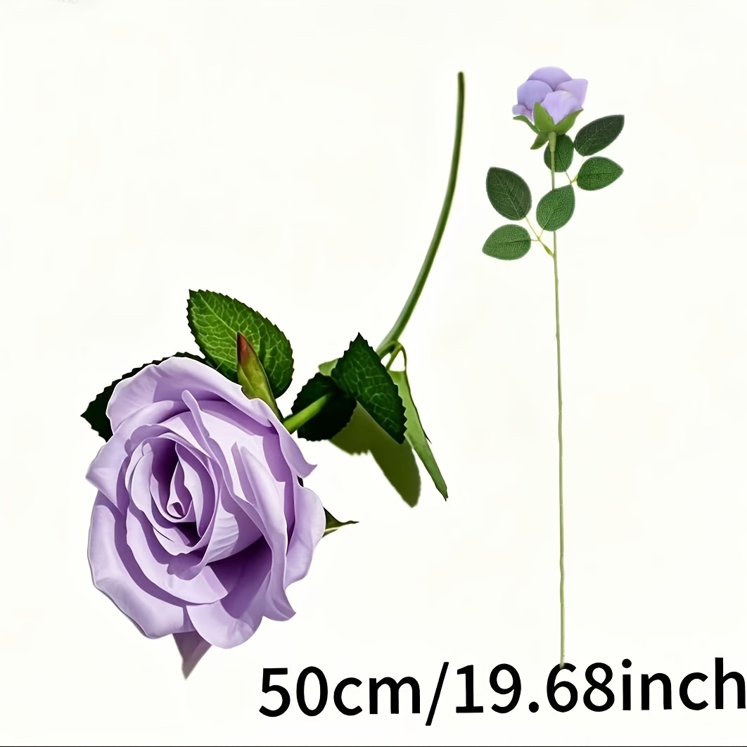 TEMU 10pcs Artificial Purple Rose Bouquet - Realistic Long-stem Fake Flowers, Colorful Wedding, Mother's Day, Home Decor & Holiday Table Centerpiece,
