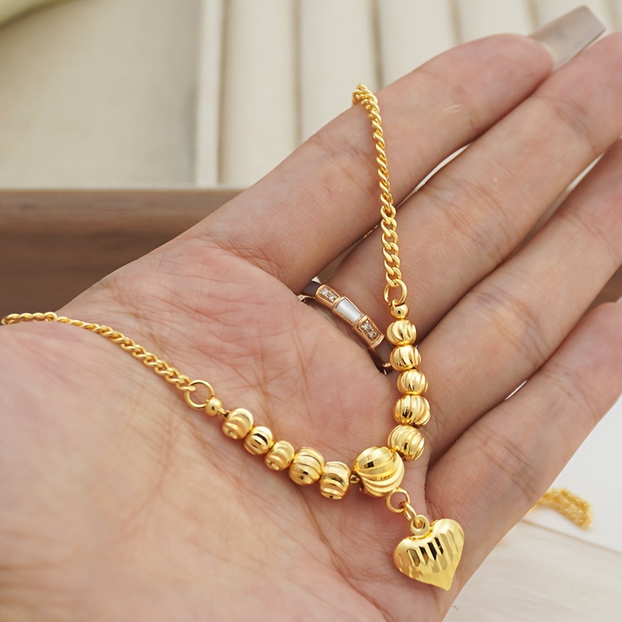 24k gold plated golden plated heart pendant necklace women Temu