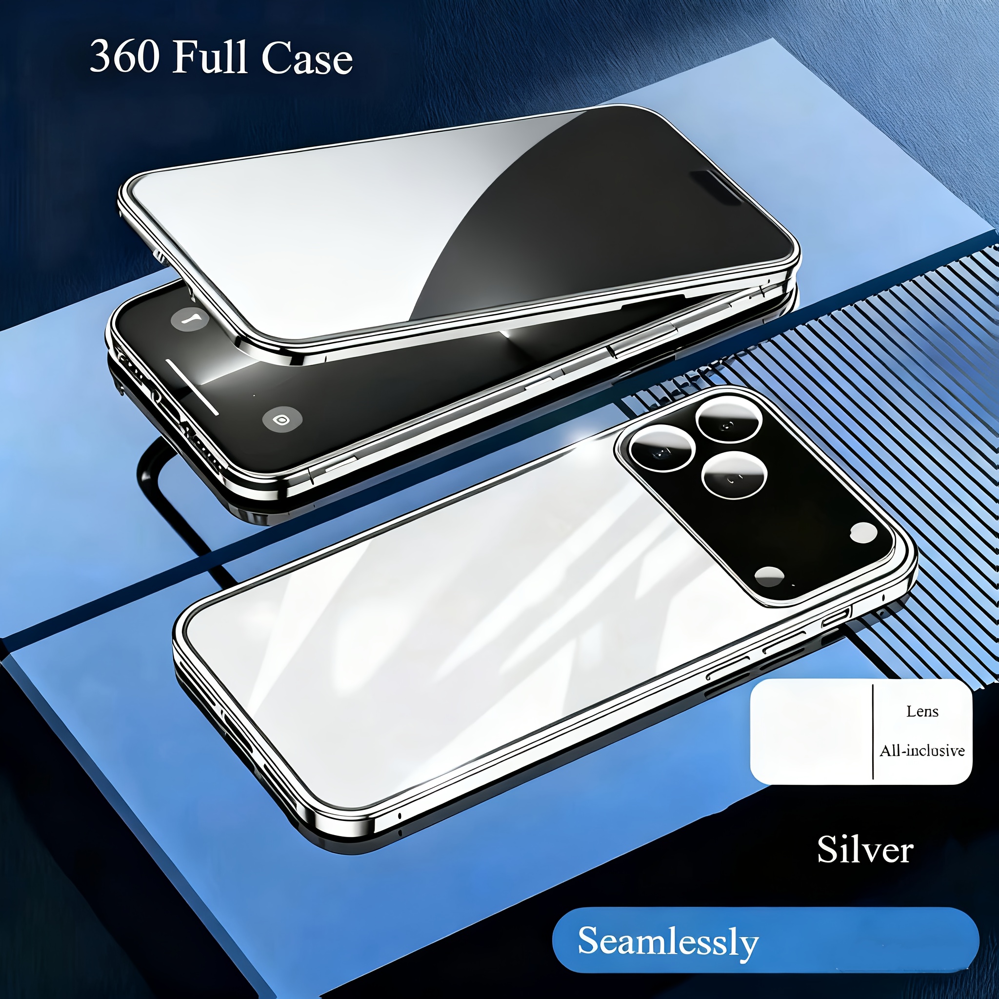 brand   privacy protection smooth magnetic frame double sided glass phone case compatible with iphone 17 iphone 17 pro iphone 17 air iphone 17 pro max   in black silvery blue and golden antispy case     durable glass   case shockproof case privacyconscious buyers tech enthusiasts Product details 4