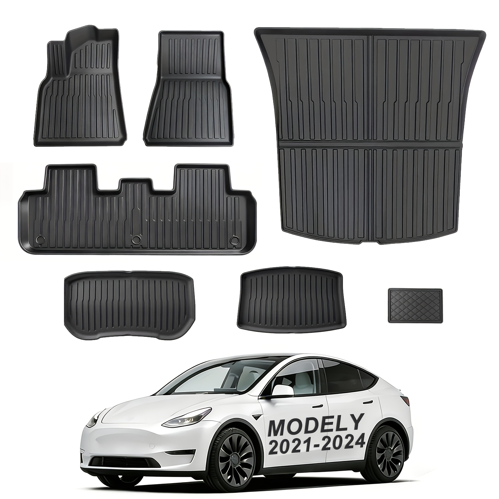 TEMU FRUKA pour TESLA Model Y Tapis de Sol et de Coffre 2020-2024 (Pas pour ) Adapté aux Voyages avec Animaux de Compagnie, Noir