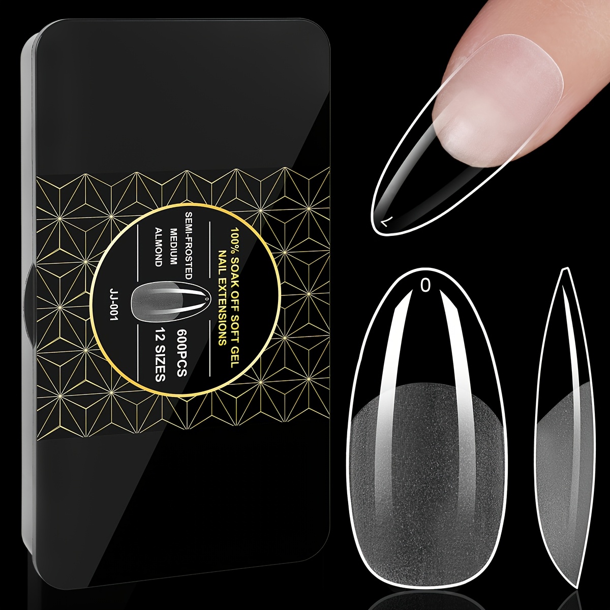 TEMU 550/600pcs/box 12 Sizes Quickchic Medium Square Full Clear False For Nail Tips - Pre- Semi Matte Full Cover Acrylic For Nail Kit False For Nail Tips Pressed On For Nails For Nail Extension Salon