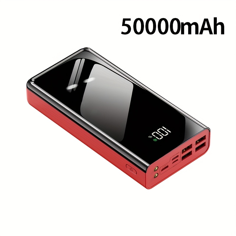 TEMU 50000mah High-capacity Power Bank Featuring Lighting/ Indicator, 4 Usb Ports, Type-c Ports, Portable Emergency Power Supply For Outdoor Use,