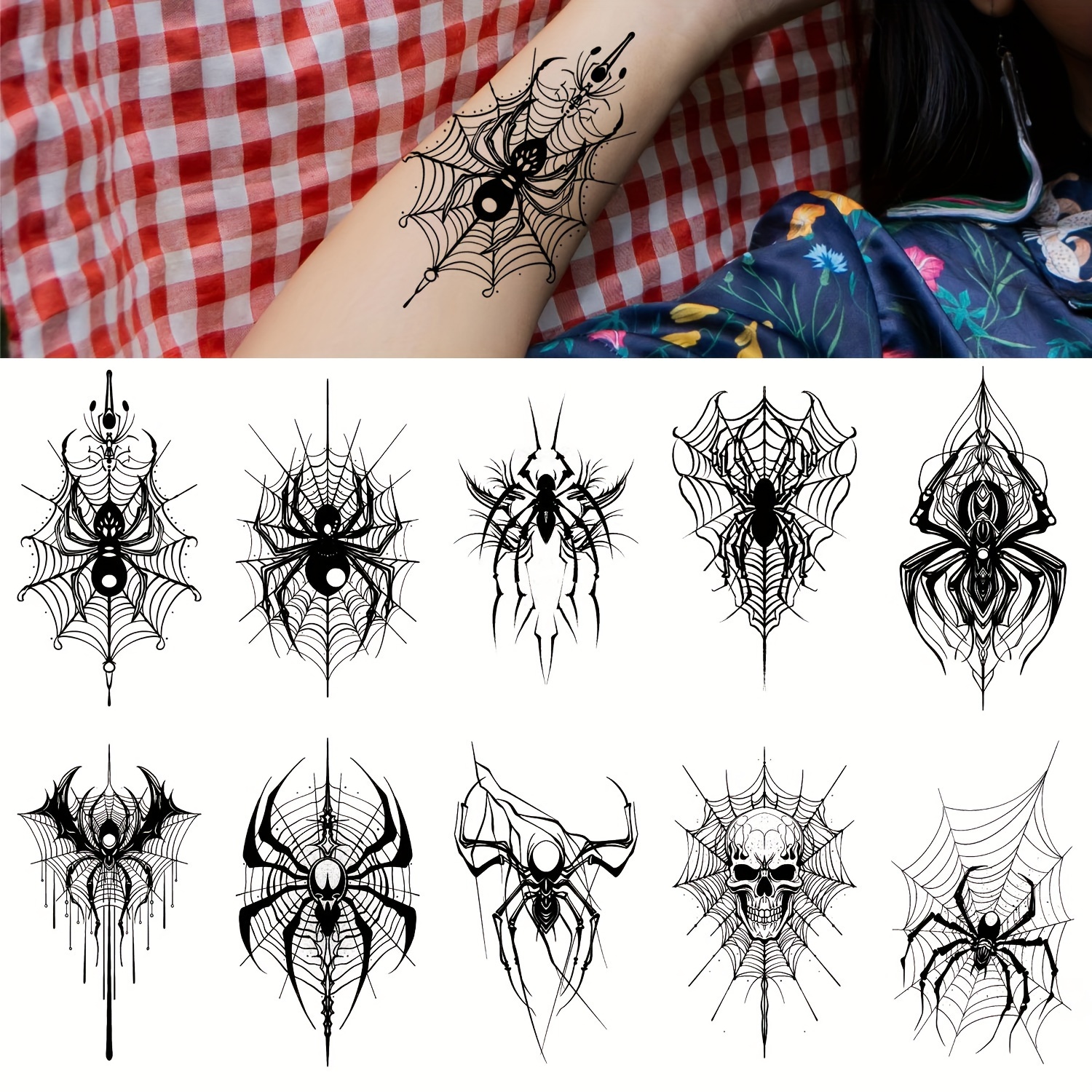 Kit 135 Tatouages Temporaires Halloween - Araignées, Chauves-souris, Toiles... Pour Fête Et Déguisement - 13