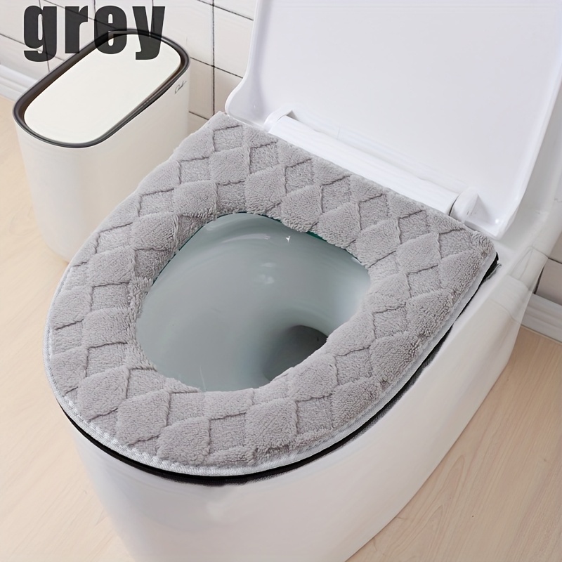 E-shop Diamant-Karotten Jacquard Verdickte WC-Sitzauflage Heim Bad WC-Sitzkissen Alle Jahreszeiten Verfügbar Plüsch WC-Sitzauflage