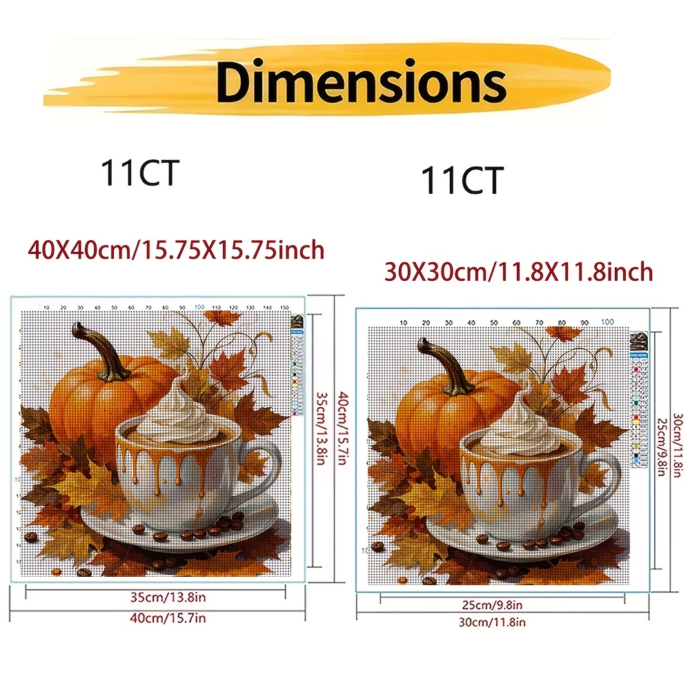 Frameless Cross-Stitch Printed Kit 'Cream Coffee with Pumpkin'