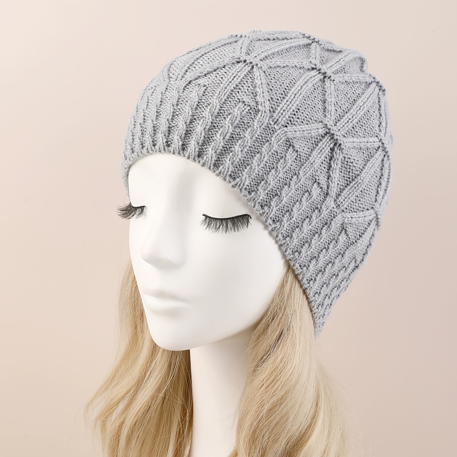 Unisex Single-Layer Cable Beanie, Windproof Ear-Protecting Hat