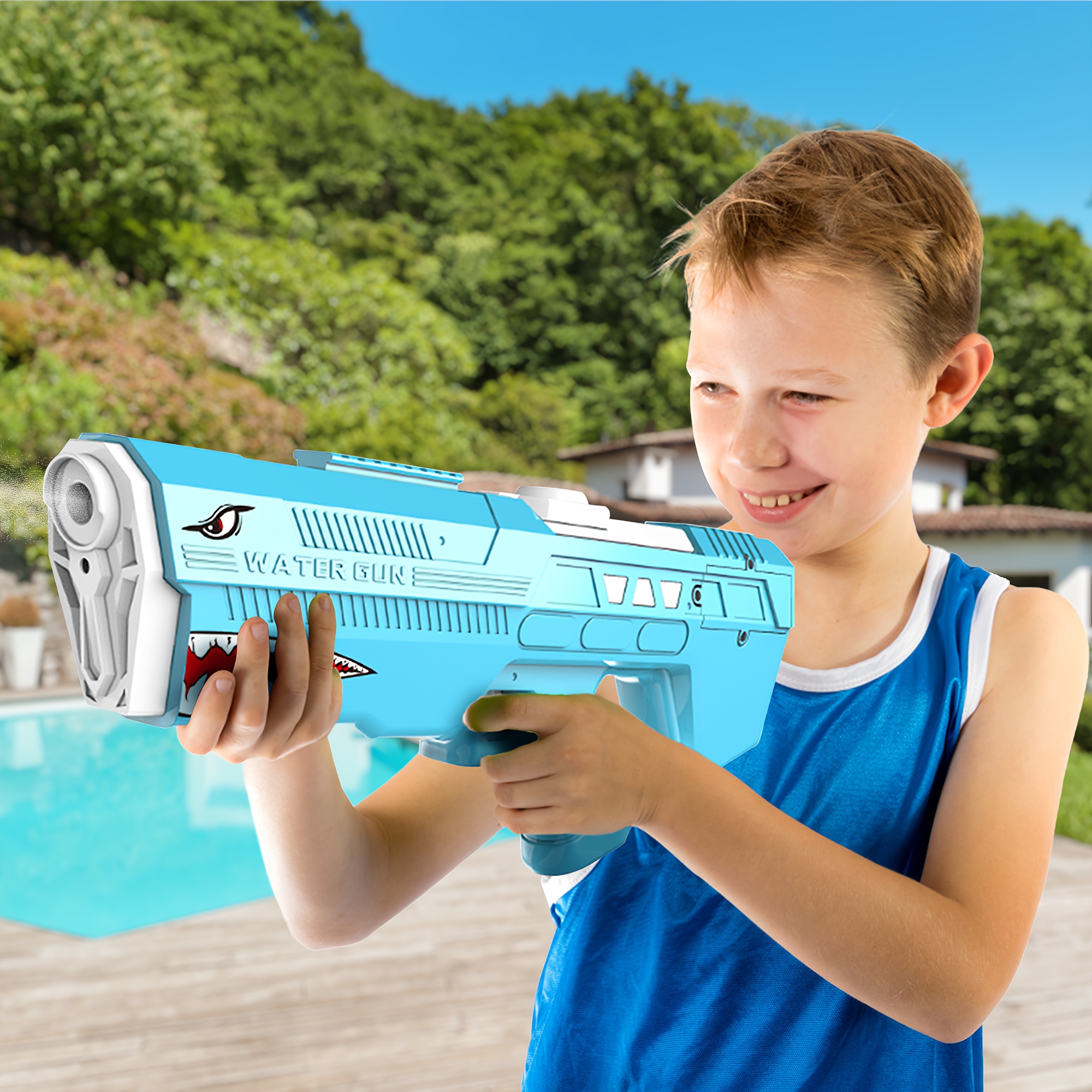 Large Capacity Shark Shaped Electric Water Gun, rechargeable-Aquatic Toys for Beach and Pool, Great for Adults and Youngsters in Summer and Outdoor, Ideal for easter And Birthday Gifts