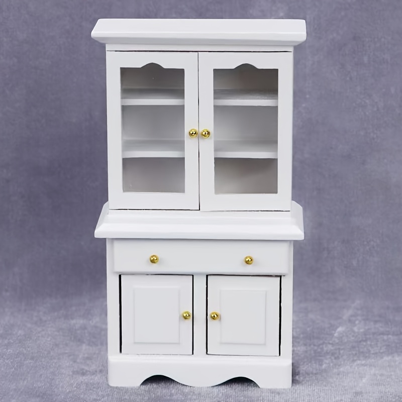 1:12 Dollhouse Mini Furniture Micro Scene Model Ornament Standing Bookshelf White Cabinet