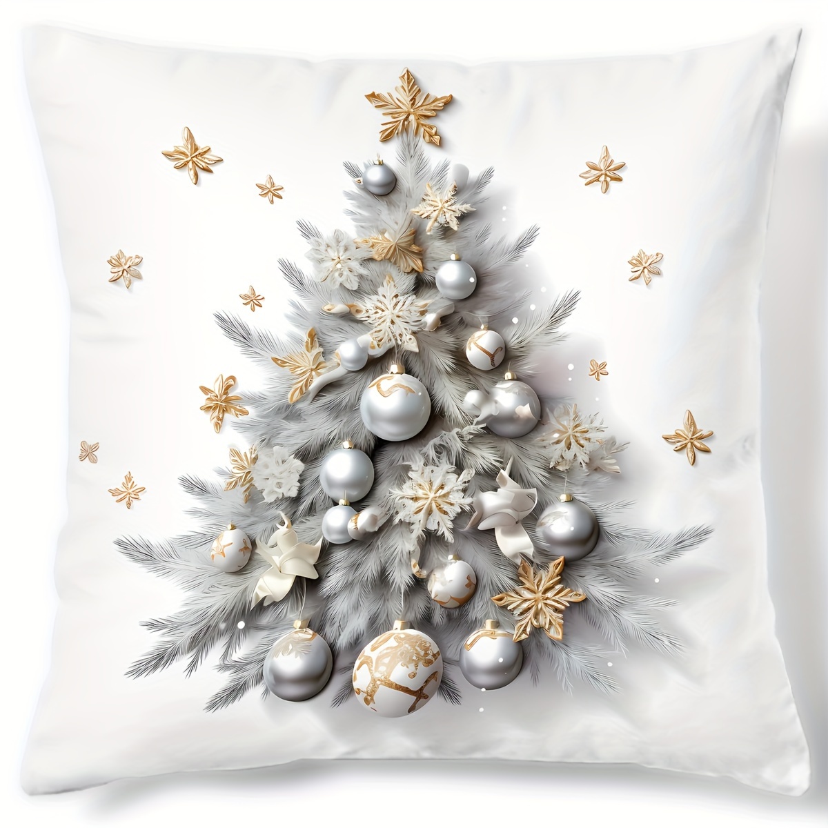 

Housse de Coussin Charme de Noël 17.7" - Motif Arbre , & Oiseau | Polyester , Fermeture Éclair | pour la Décoration de Canapé & Chambre, Décoration de Noël