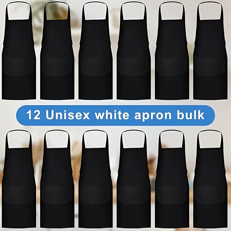 12 adjustable bib aprons and 2 pocket cooking kitchen aprons, garden apron, for women and men chefs, black garden apron