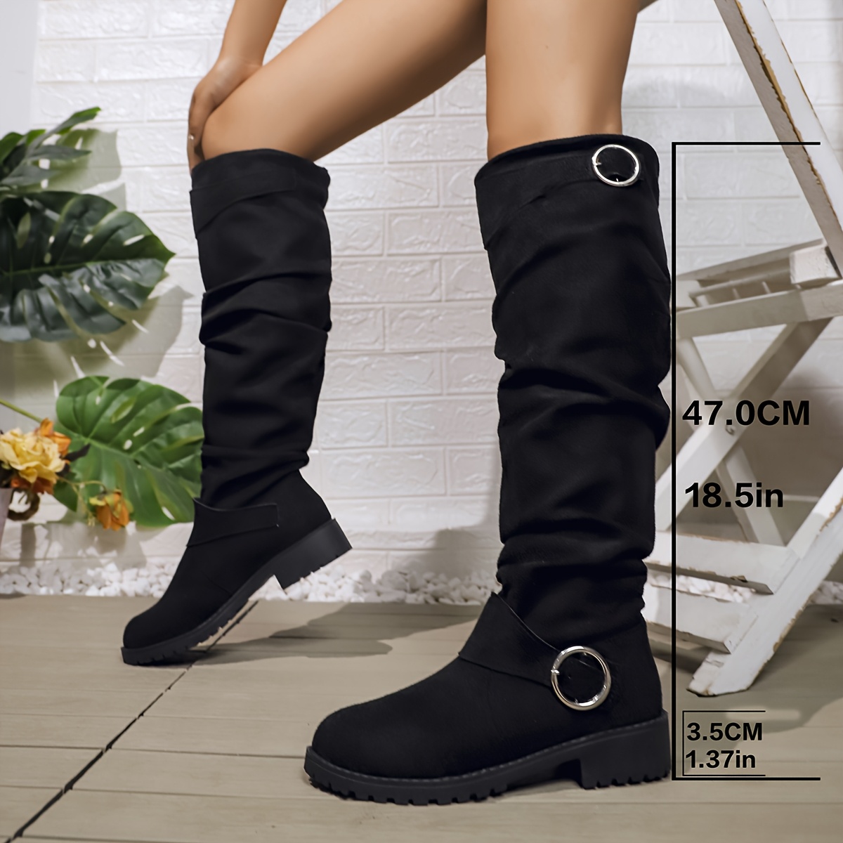 TEMU Bottes pour femme et tendance, confortables, haut de gamme, à double sangle avec boucle décorative, polyvalentes, chaussures pour femme