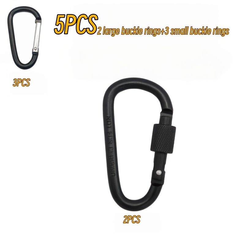 TEMU 5pcs Set: 2 Large + 3 Small, Outdoor Hanging Clips With Screw-on Doors Made Of Aluminum Alloy. Suitable For Various Occasions Such As Camping,