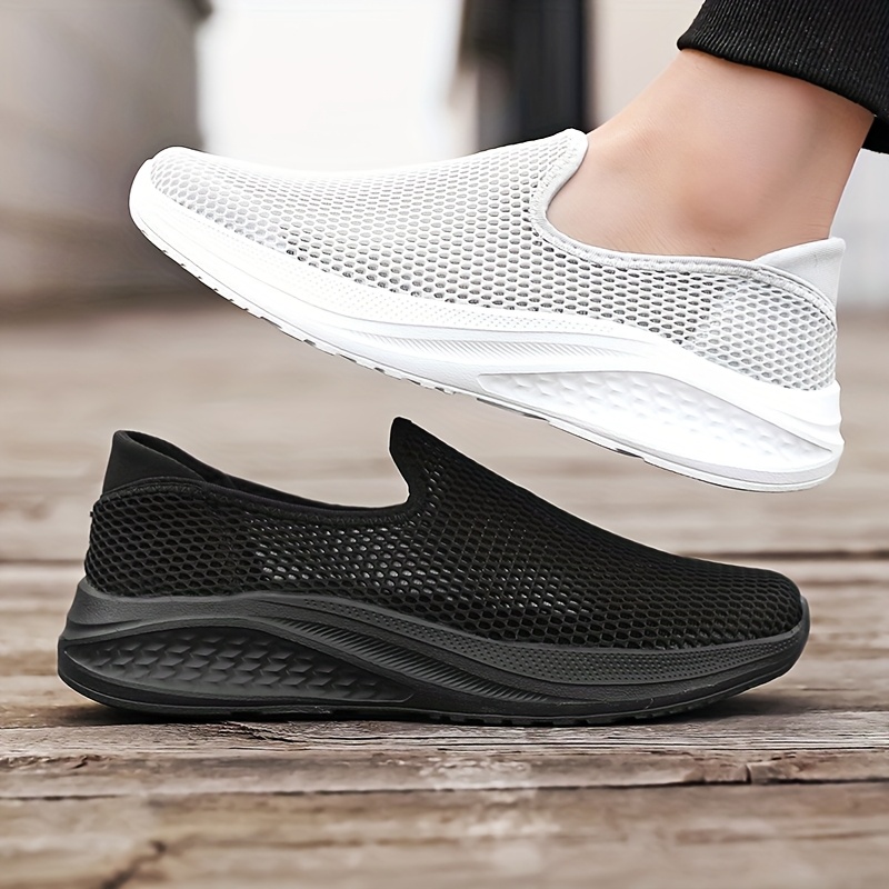 Men'S Breathable Knit Slip-On Sneakers - Lightweight, Comfortable Soft Sole Casual Shoes for Running, Hiking & Everyday Wear, Dark Green, Breathable Fabric Upper, EVA Sole, Slipon Sneakers | Lowtop Sneakers | Breathable Upper, Shoe Comfort for Me