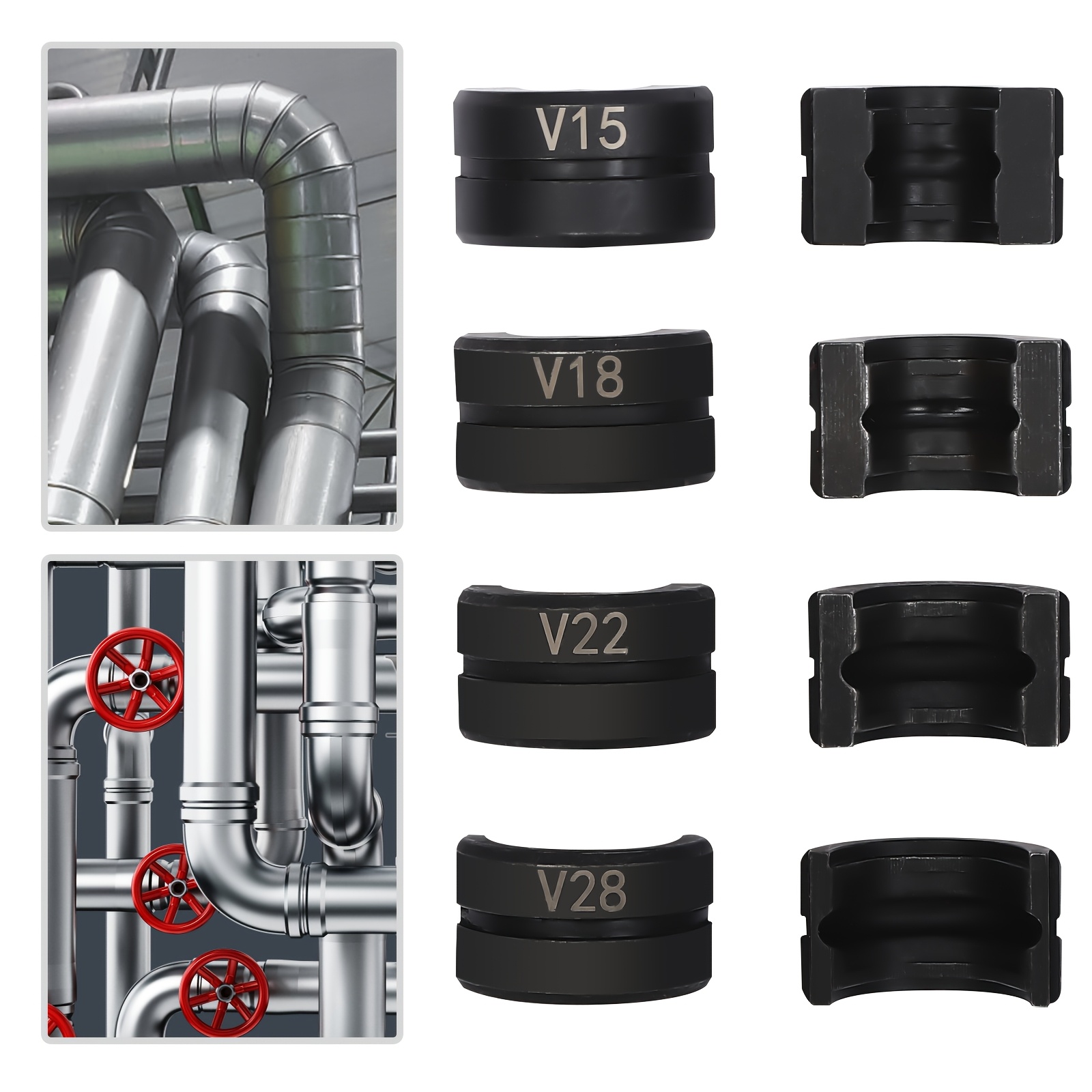 Stiskalne Klešče za V-Konturo 15mm, 18mm, 22mm, 28mm, Vložek čReljusti iz Jekla Cr45, Kompozitne Klešče za Stiskanje Cevi, Idealno za Bakren