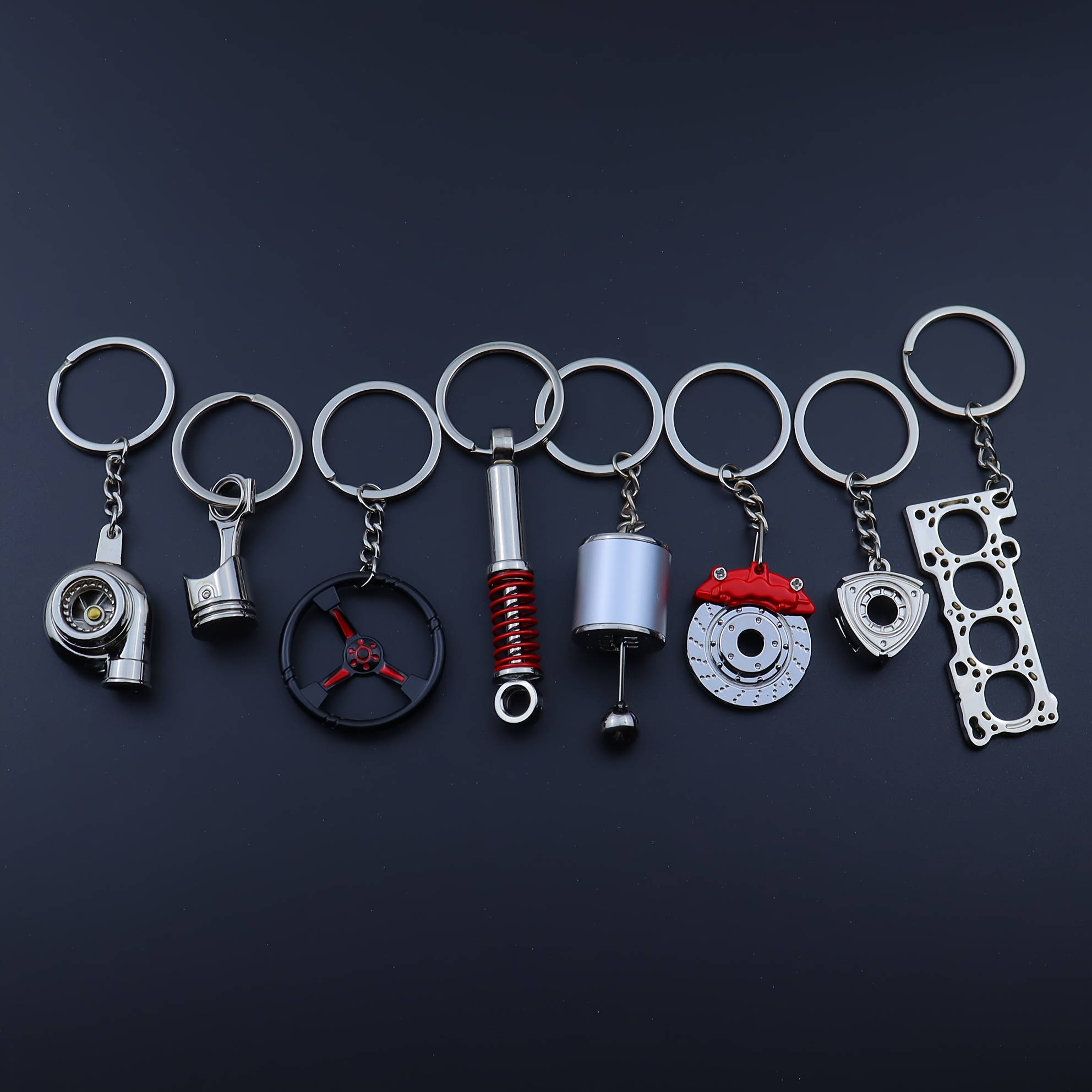 TEMU 8pcs Car Enthusiast Keychain Set - Zinc Alloy, Featuring & More - Perfect Gift For Men