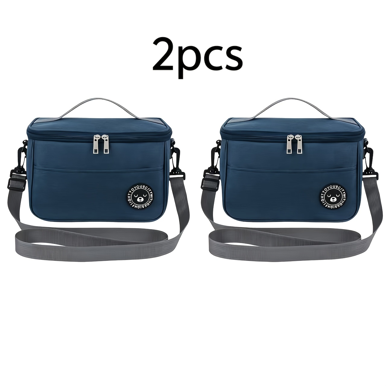 TEMU 2pcs Bear Pattern Insulated Lunch Bag - Easy To Clean And Portable, Suitable For School And Office Use - And , Non-food Contact, Back-to-school