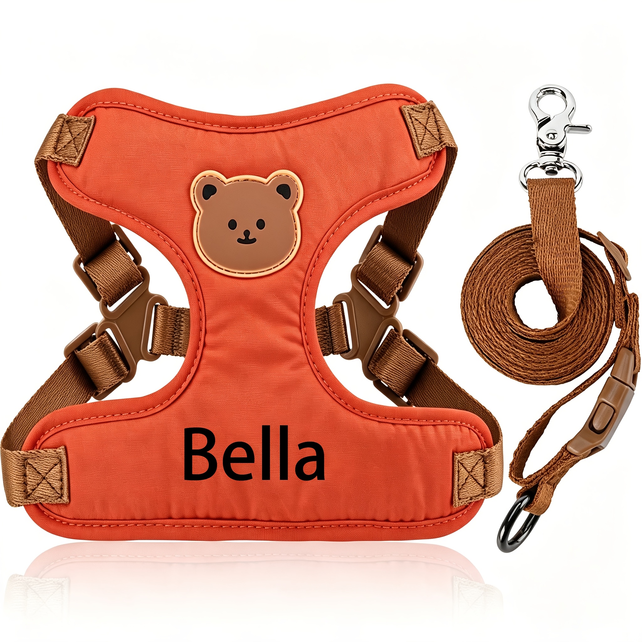 Name/Text Pet Harness and Leash System for Outdoor Walks