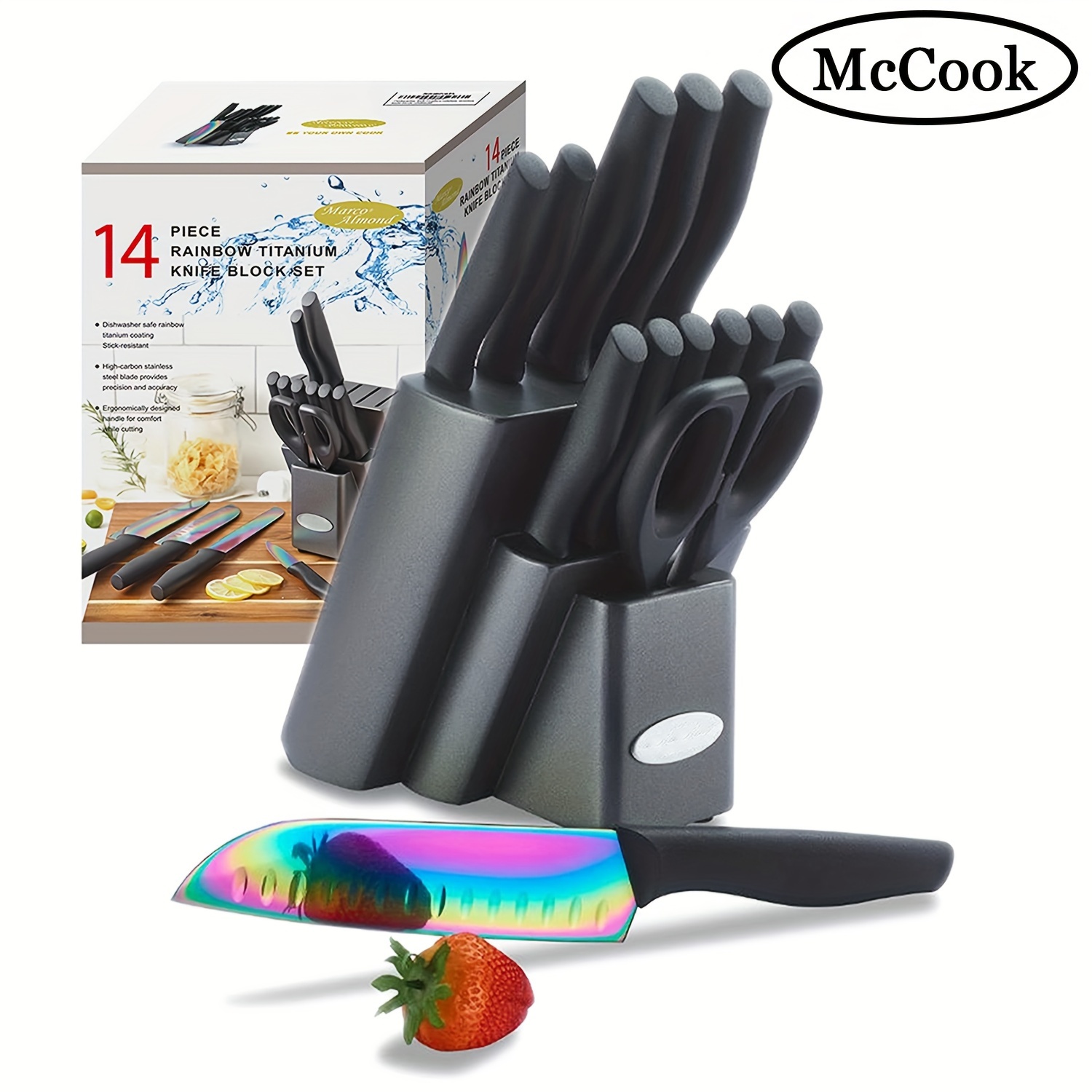 

Dishwasher Safe Knife Set, Cutlery Rainbow Kitchen Knife Set, Black