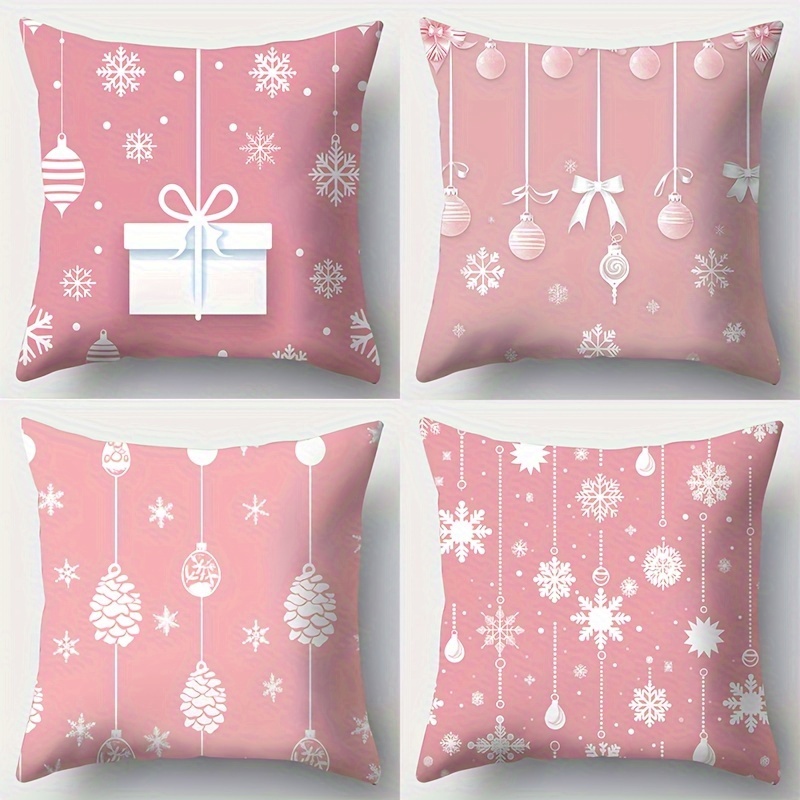 

Jit 4pcs New Christmas, 17.72 * 17.72, Suitable For Living Room Sofa, Bed, Bedroom, Home Decoration, No Pillow Insert