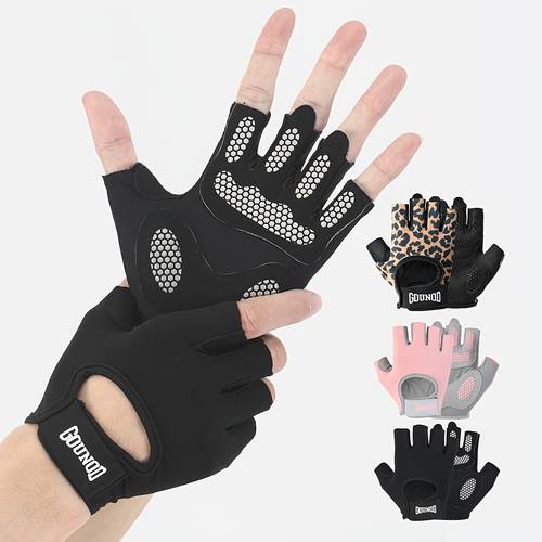 1 pair half finger sports gloves silicone non slip and thick palm pads for men women fitness equipment exercise gloves