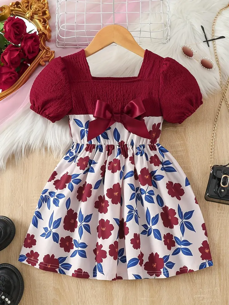 girls pleated burgundy floral neck bow dress - Temu Nigeria girls pleated burgundy floral neck bow dress - Temu Nigeria