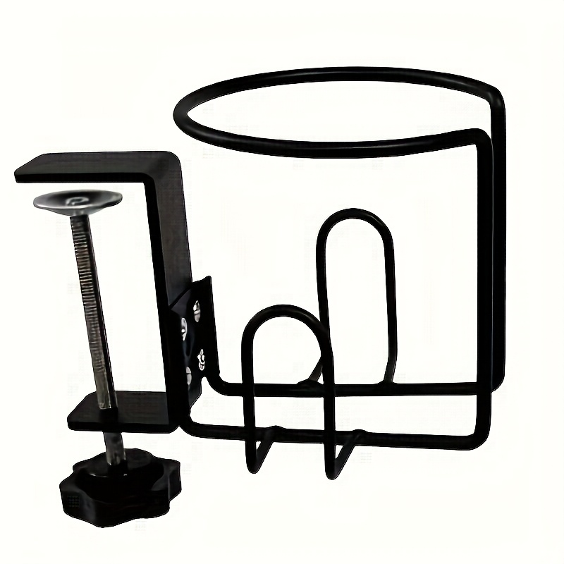 Image of Clip-on Table Cup Holder, Metal Cup Stand For Soda And Beverage Cups, Home And Office Desktop Cup Organizer, Holder Shelf, Table Fixed Water Cup Stand